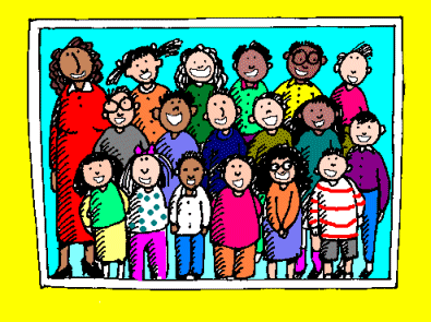 Animated graphic of a class of children