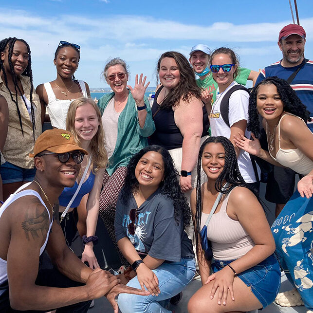 Dana Broadus with fellow UNCG students in Spain