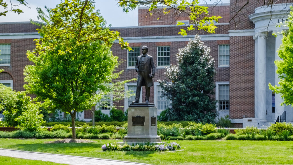 McIver statue outside the UNCG Library.