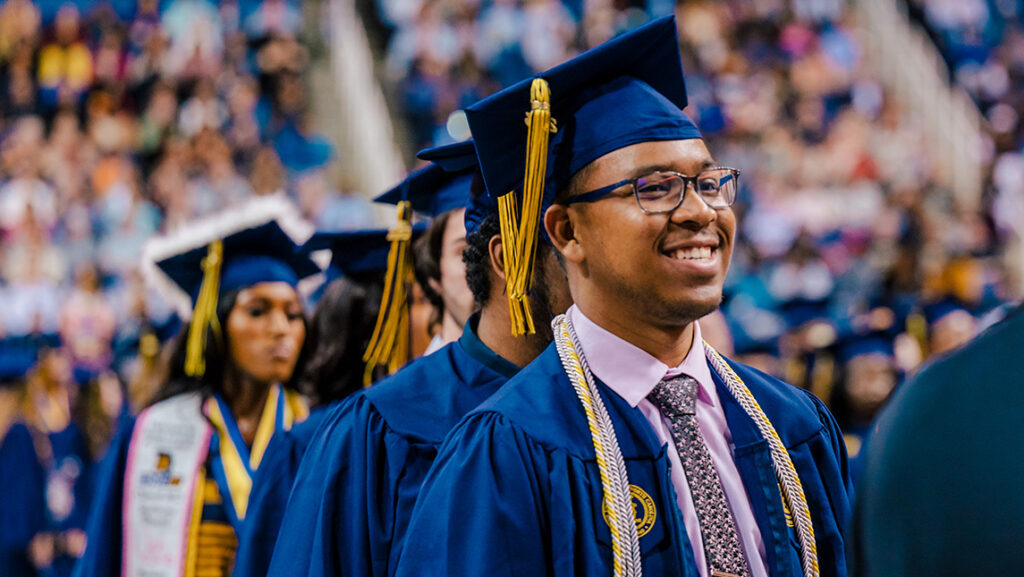 UNCG students process out during their commencement ceremony.
