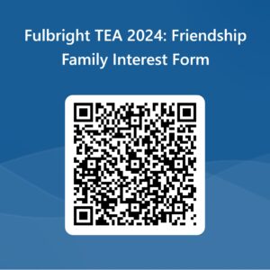 QR code for applying to be a Fulbright TEA host.