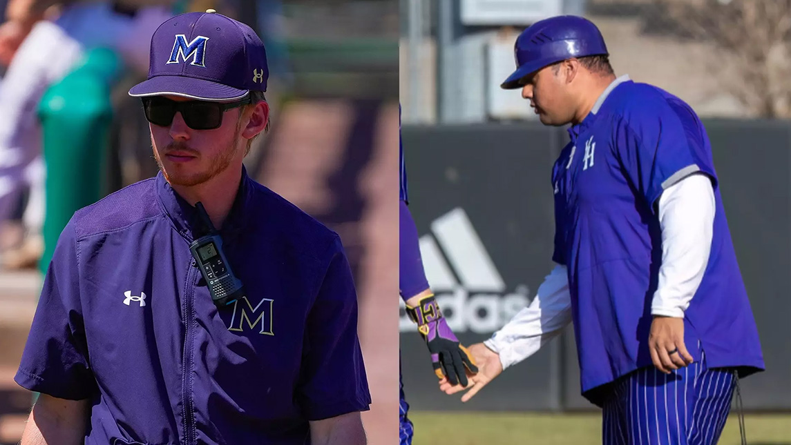 Two photos of Kris Taveras and Tristan McAlister, new staff for UNCG men's baseball.