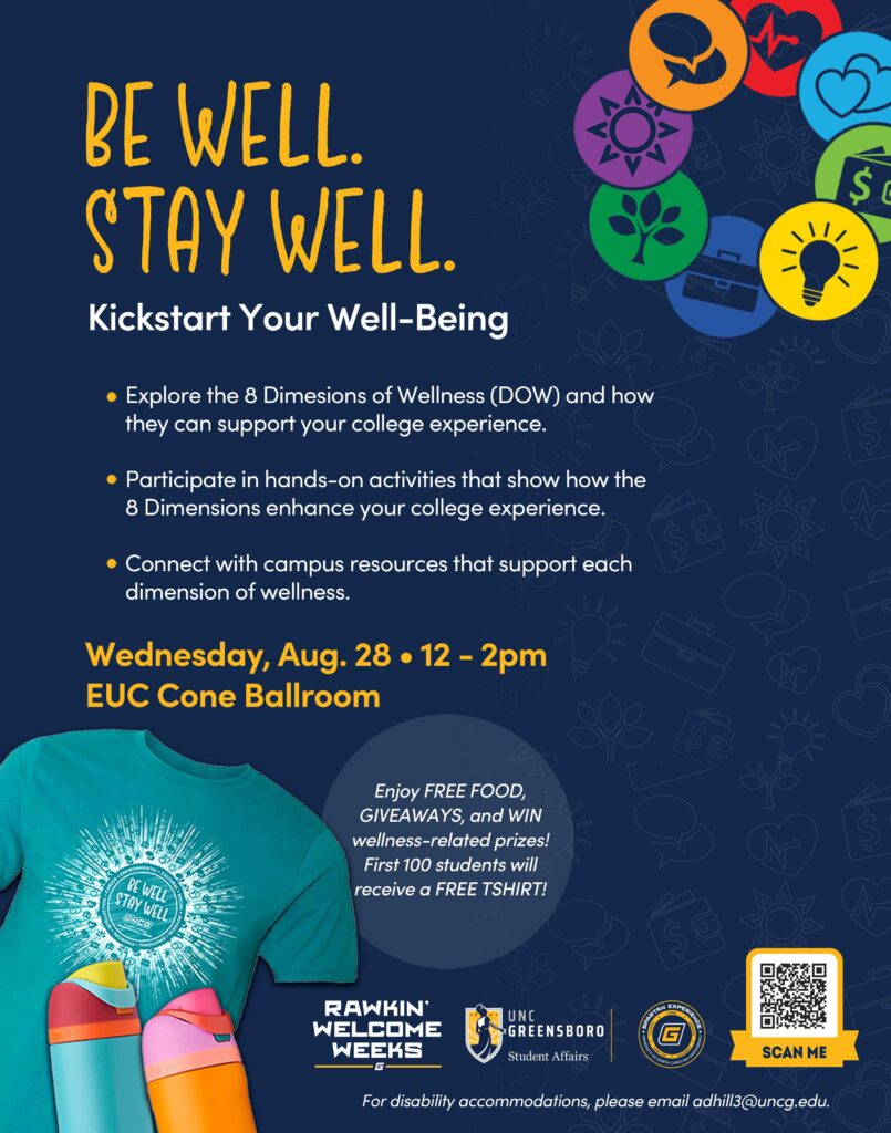 Invite to Be Well. Stay Well. Event August 28th in EUC Cone Ballroom.