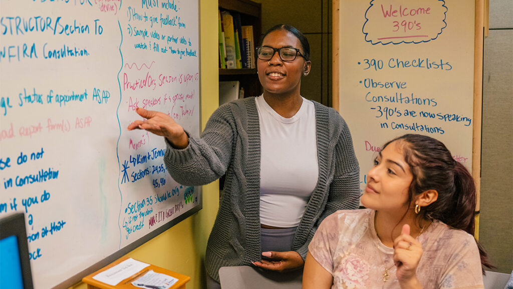 UNCG students work together in the Communication Lab.