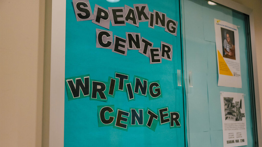 UNCG students work together in the Communication Lab.