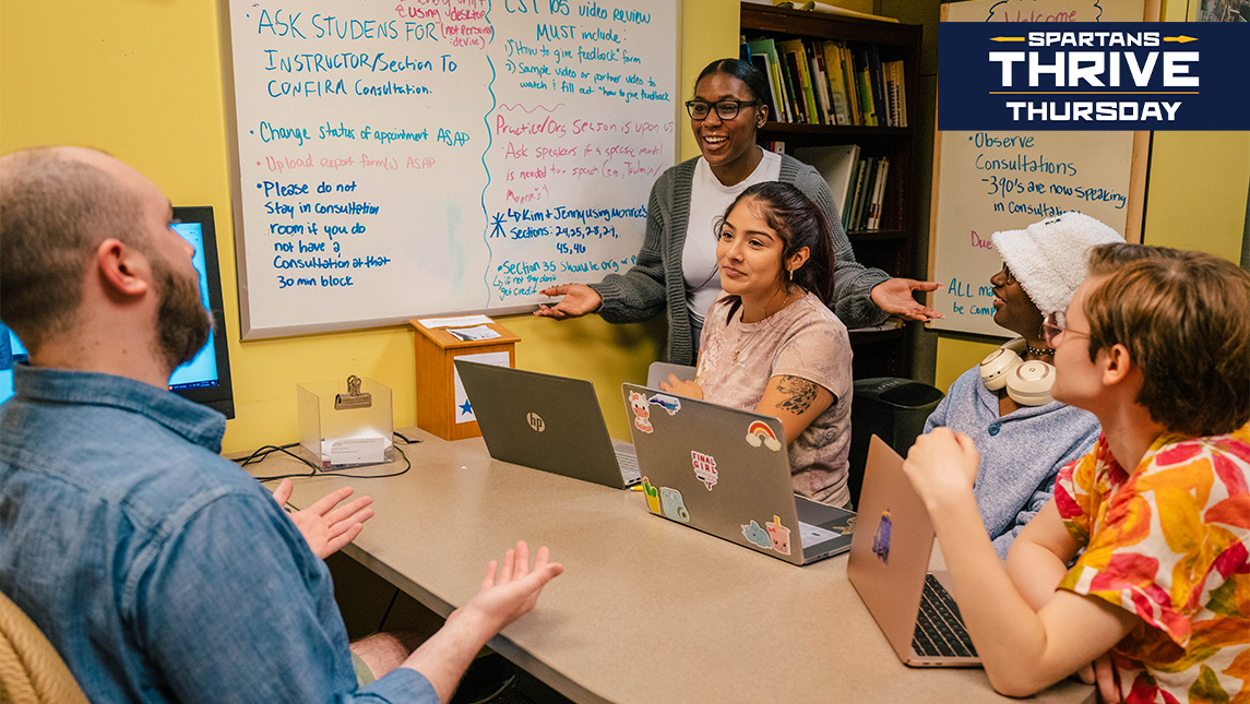 UNCG students work together in the Communication Lab.