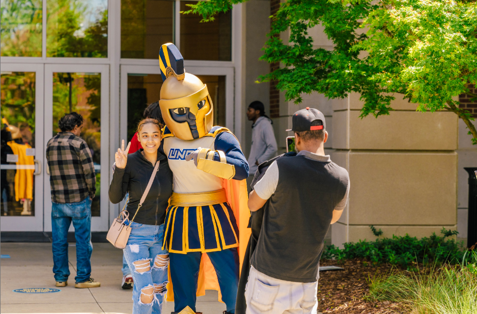 Spiro and a student in front of the EUC