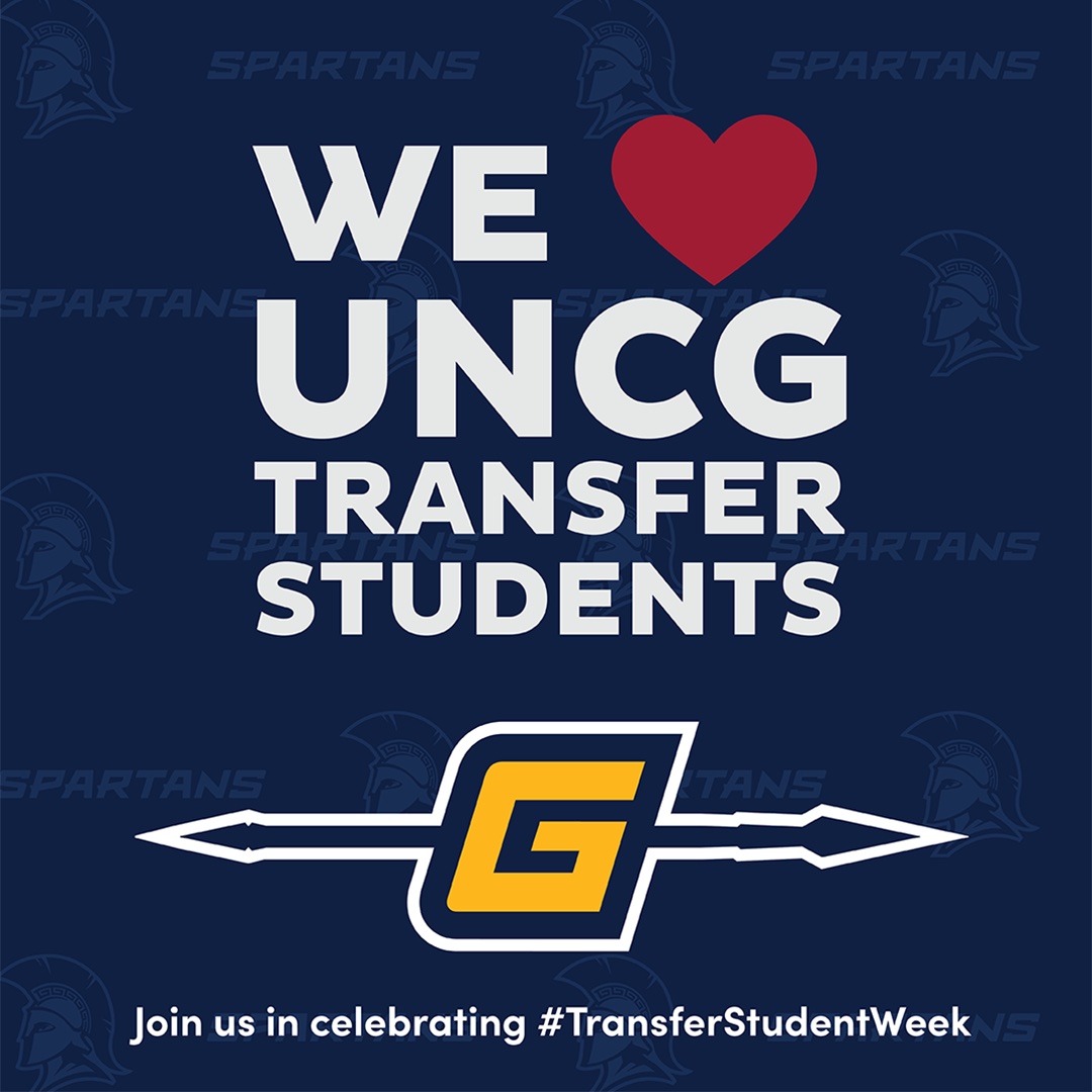 Digital banner celebrating transfer students at UNCG.