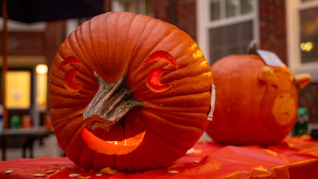 A jack-o-lantern carved by UNCG students.