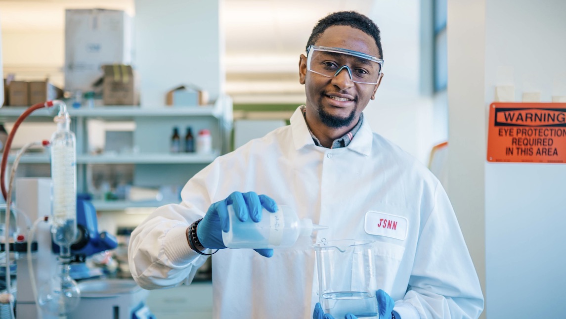 JSNN student working on biochar in the JSNN lab.