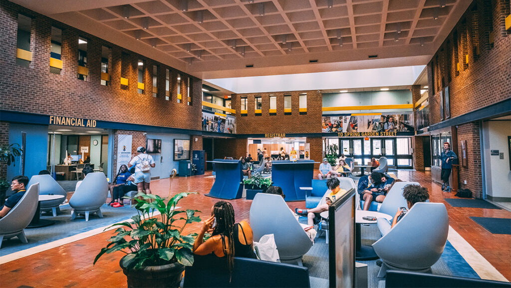 Lobby of the UNCG Mossman Administrative Building.