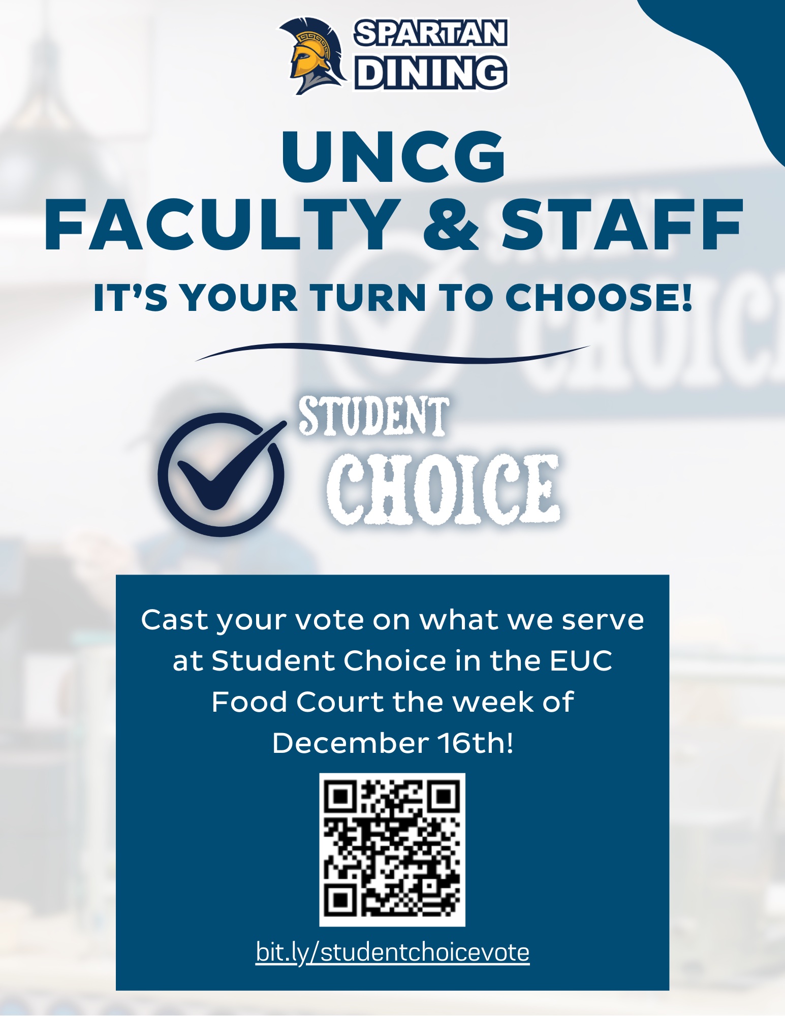 QR code to vote on Spartan Dining's Student Choice menu.