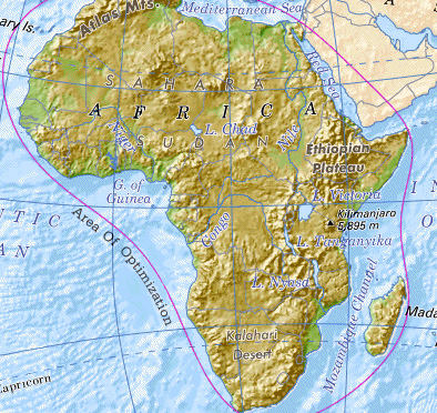 Topographical map of Africa
